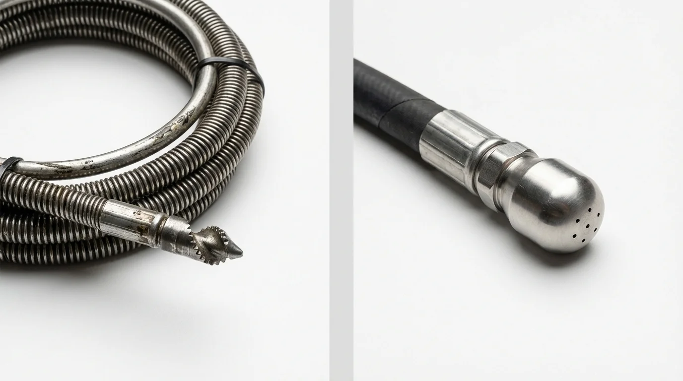 Drain snake cable and hydro jetting nozzle used for drain cleaning in Anna, IL