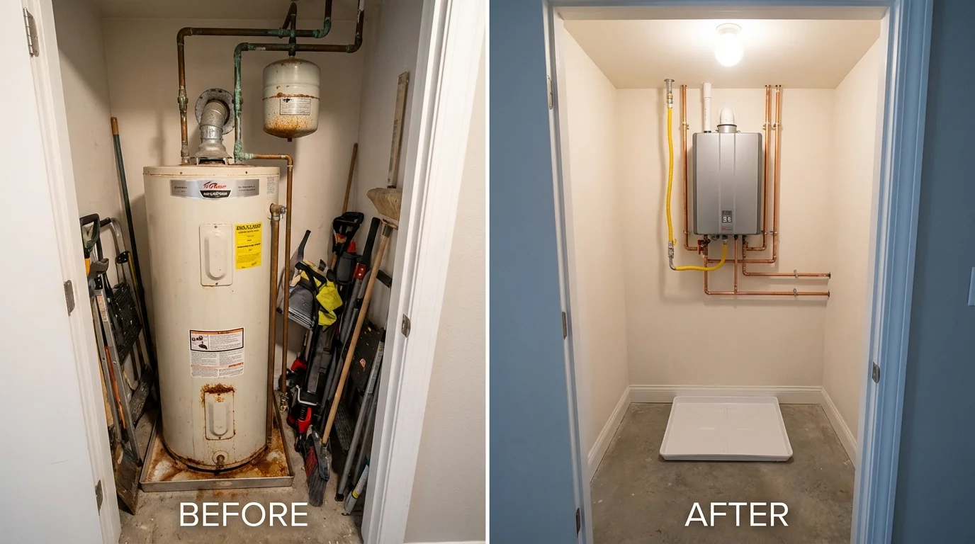 Tank water heater versus wall-mounted tankless unit comparison for Anna, IL homeowners